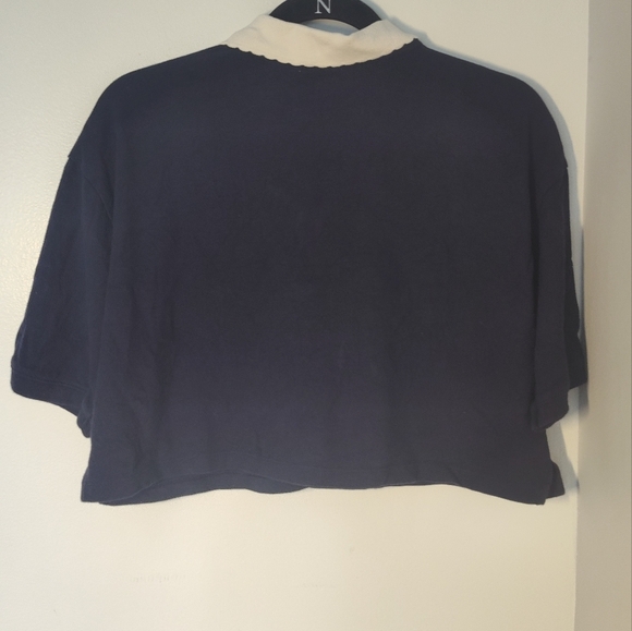 Cropped GapxDisney Polo with Embroidered Character - Navy and White Size M #588 - Picture 3 of 3